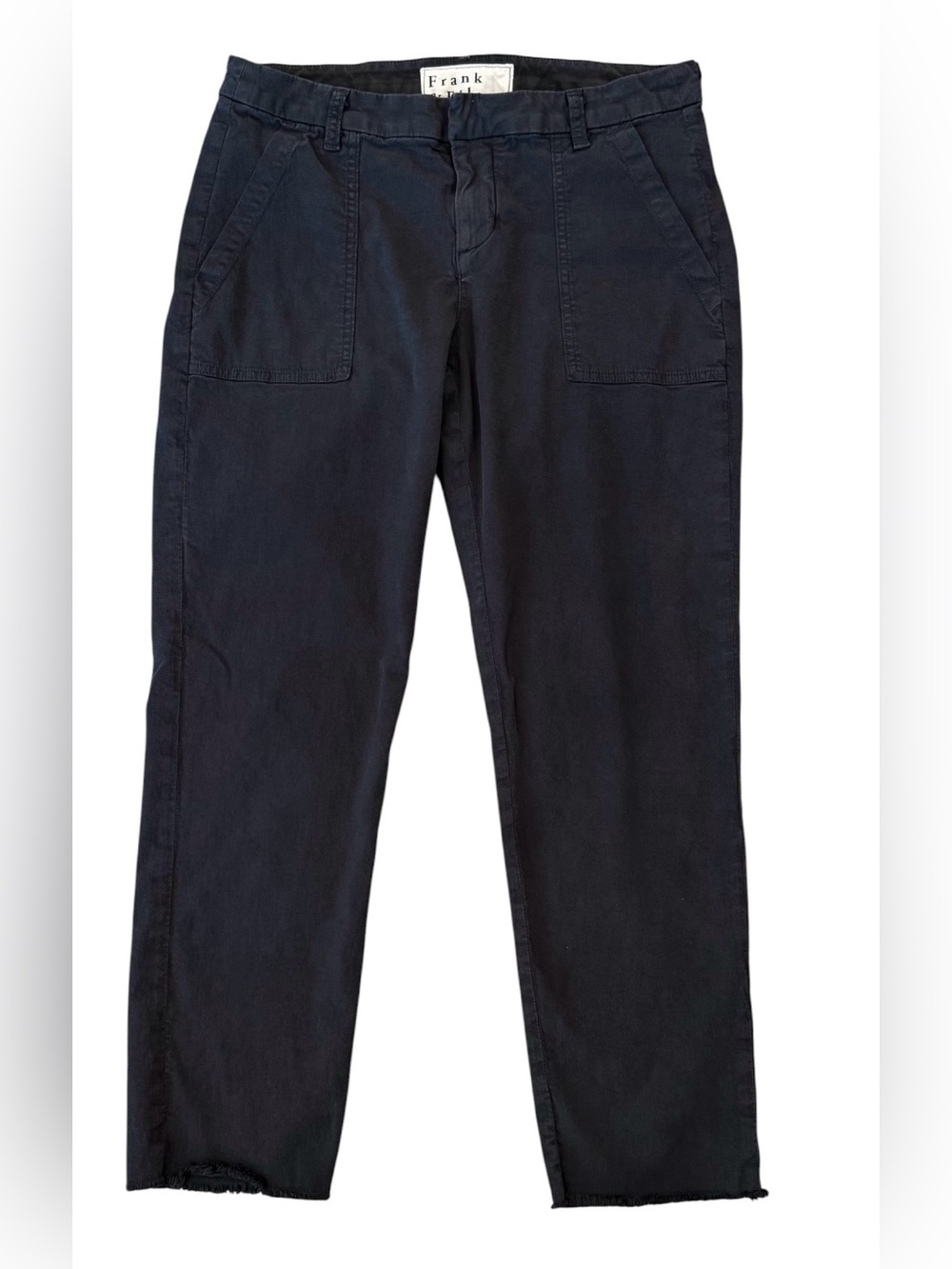 Frank & Eileen Blackrock Utility Pants Washed Black Italian Twill Cotton Size 8